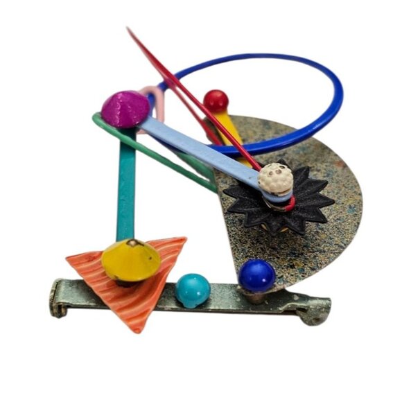 Eve Kaplin Kinetic Brooch Moveable Colorful Wearable Art Pin - Picture 5 of 8